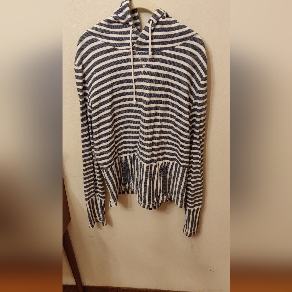 J. Crew Navy and White Hoodie With Front Pockets